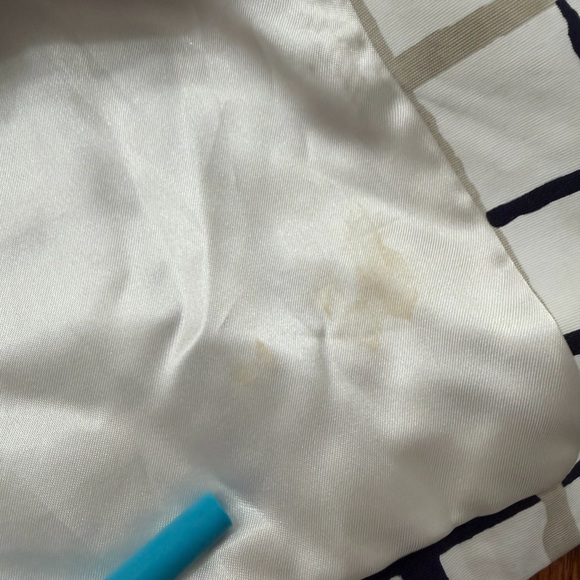 Banana Republic Trench Coat Women’s Large White Navy Tan Plaid Classic Preppy - Picture 14 of 14